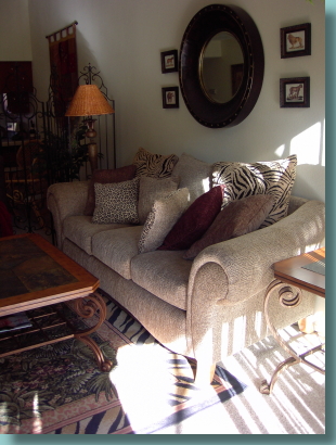 View of the living room from the dining area